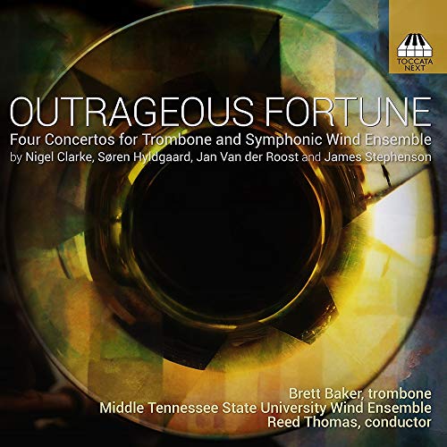CD cover featuring a golden trombone slide against an abstract, swirling background.
