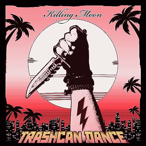 CD cover: fist holding knife against a sunset and city skyline.