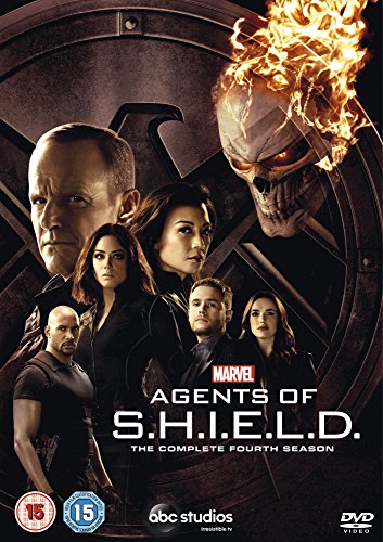 DVD cover for "Agents of S.H.I.E.L.D." featuring six characters and a flaming skull.