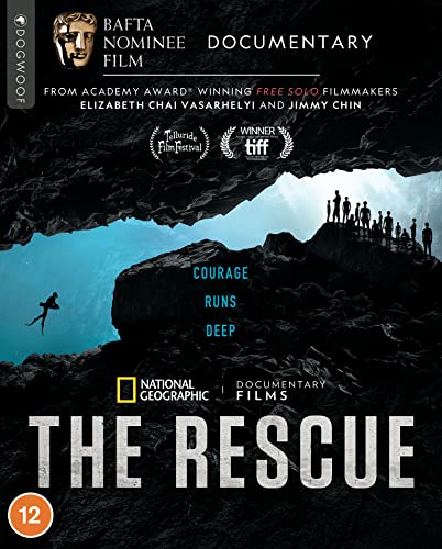 Blu-ray cover for “The Rescue” documentary, showing a cave and divers.