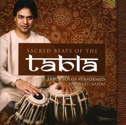 CD cover featuring Sanju Sahai with a tabla drum and ornate background.
