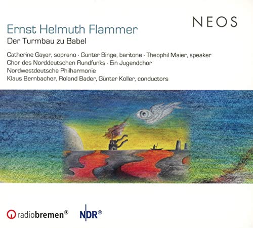 CD cover with abstract painting of a tower and eye, white background.