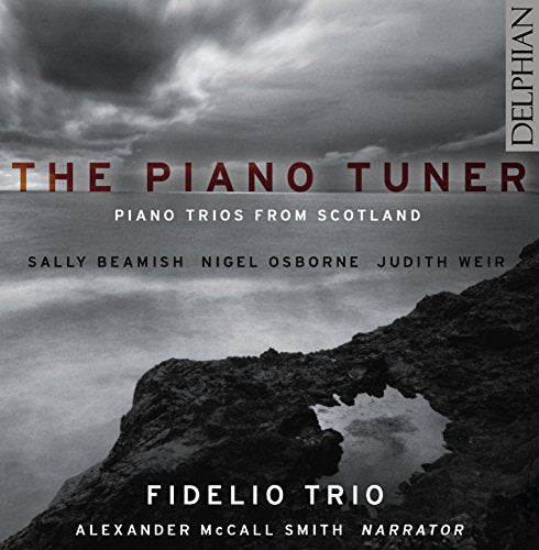 CD cover with rocky landscape and cloudy sky, featuring title "The Piano Tuner" in red.