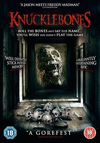 DVD cover for "Knucklebones" featuring a skull and bones in a dark, eerie hallway.