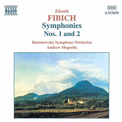 CD cover for Fibich symphonies with landscape painting of mountains.