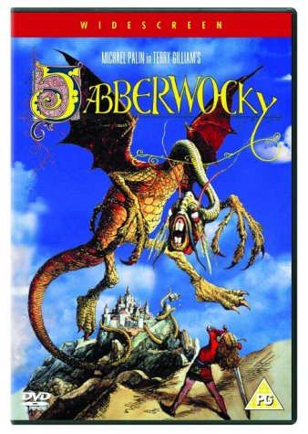 DVD cover for "Jabberwocky" featuring a man fighting a large fantastical creature.