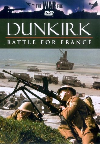 DVD cover for "Dunkirk" depicting soldiers on a beach with vehicles.