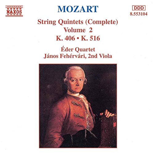 CD cover: portrait of Mozart, text “String Quintets Volume 2”, Naxos label.