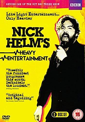 DVD cover for Nick Helm's Heavy Entertainment featuring a black and white portrait.