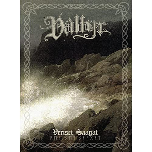 CD cover for Valtyr’s “Veriset Saagat” featuring mountains and stormy water.