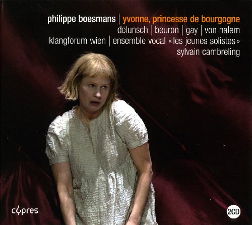 CD cover featuring a woman in a white dress against a dark red background.