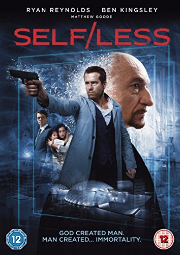 DVD cover for Self/less featuring Ryan Reynolds holding a gun and Ben Kingsley's face.