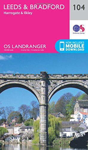 Leeds & Bradford Map | Harrogate & Ilkley | Ordnance Survey | OS Landranger Map 104 | England | Walks | Cycling | Days Out | Maps | Adventure