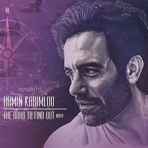 Portrait of Ramin Karimloo with a compass rose and map background.