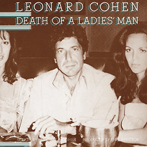 "Leonard Cohen album cover with sepia-toned photo of Cohen and two women."