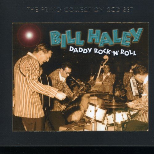 "CD cover with Bill Haley band performing, green and white text on black background."