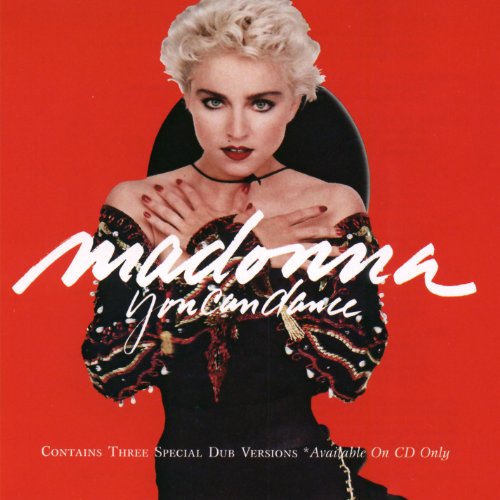 Madonna album cover, "You Can Dance," featuring the artist in a black dress.