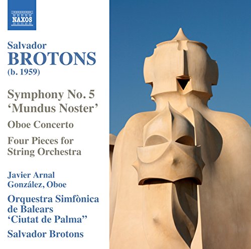 "CD cover with abstract beige sculpture on blue background and text on white panel."