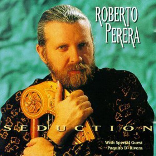 "CD cover with a bearded man holding a gold sceptre, 'Roberto Perera Seduction' text."