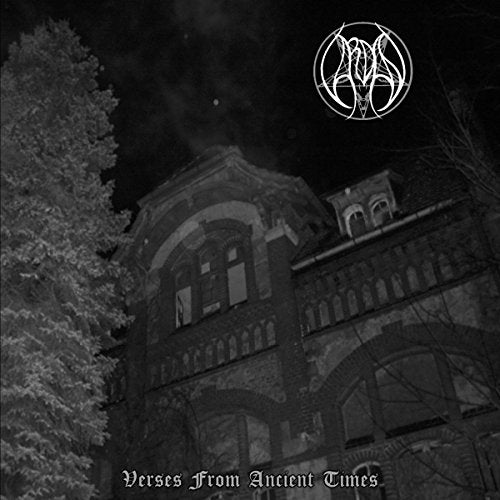 Black and white CD cover depicting a gothic building and ornate logo.
