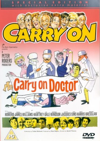 DVD case for "Carry On Doctor" with a still image from the film on the cover.