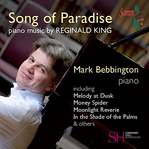 "CD cover with man leaning on piano, titled 'Song of Paradise'."