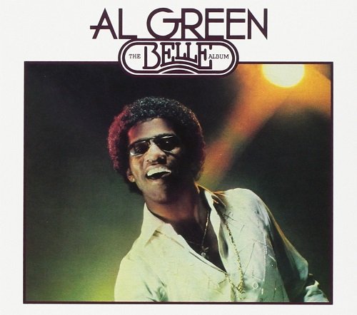 Al Green's album cover featuring a man with afro under stage lights.
