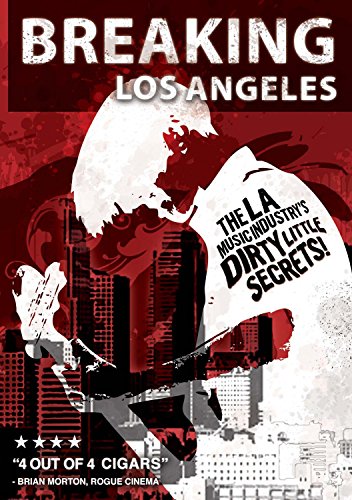 DVD cover for "Breaking Los Angeles" with red and white cityscape and guitar.