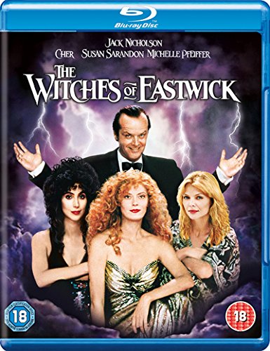 "Blu-ray case for 'The Witches of Eastwick' with four main characters on the cover."