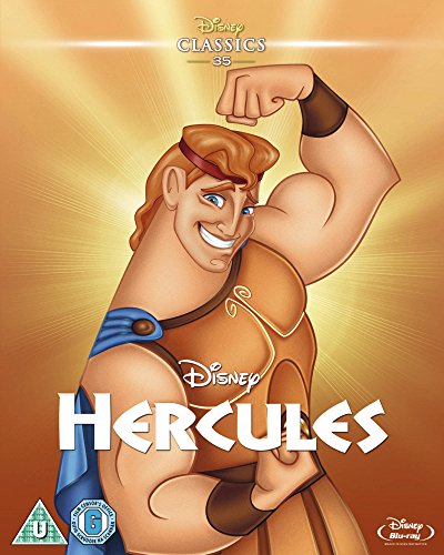 Blu-ray cover featuring a muscular Hercules flexing his arm against a glowing yellow background.