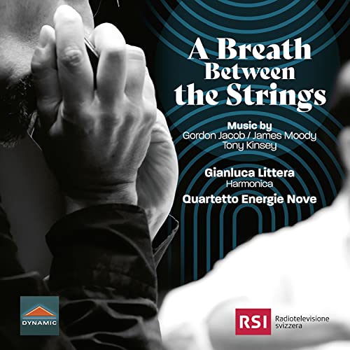 CD cover: hands near strings, text “A Breath Between the Strings.”