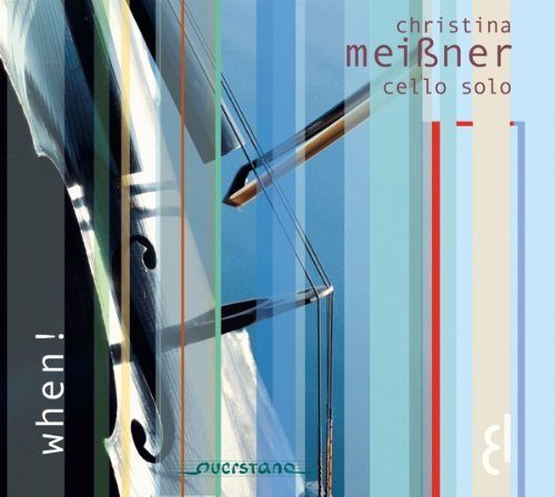 "CD cover featuring a blurred cello and bow against a blue background."