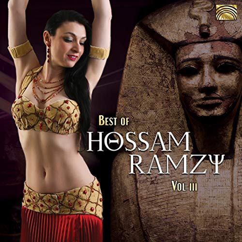 CD cover featuring a dancer and a pharaoh’s mask, with text “Best of Hossam Ramzy”.
