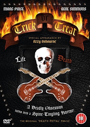 Trick Or Treat" DVD cover with skull, guitars, and flames.