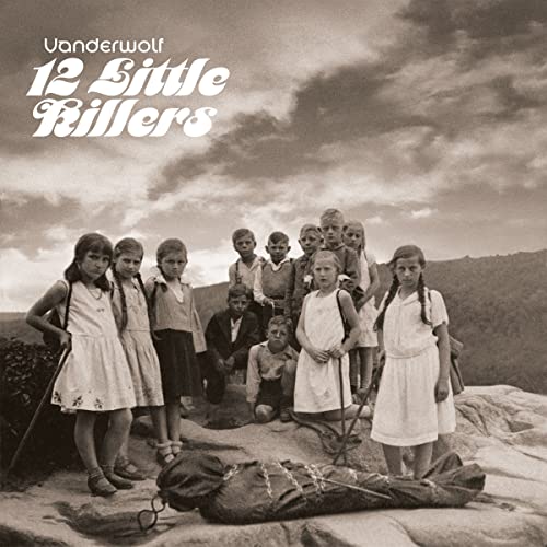 Black and white album cover featuring a group of children outdoors.
