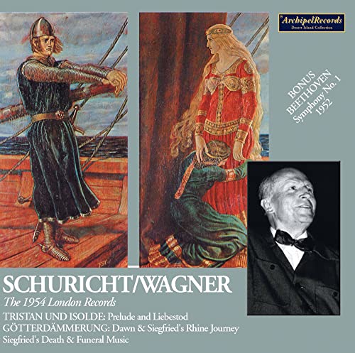 CD cover: Paintings of medieval figures, conductor Karl Böhm’s portrait.