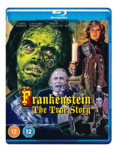 Frankenstein" Blu-ray cover featuring a monstrous face and cast portraits.