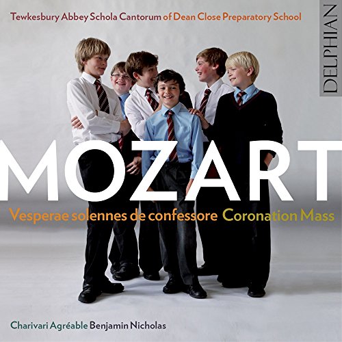 CD cover featuring six boys in school uniforms with "Mozart" written in large letters.