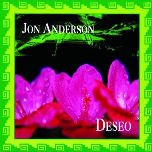 Album cover with pink flowers and green border, titled "Deseo" by Jon Anderson.