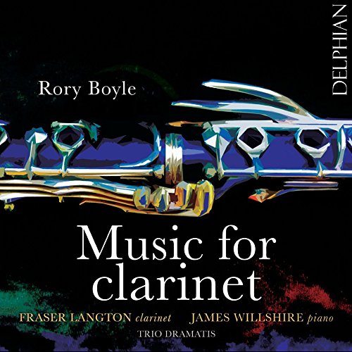 "CD cover featuring a clarinet with 'Music for Clarinet' title on a black background."