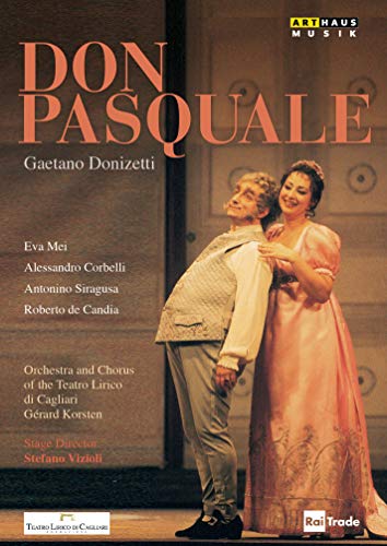 DVD cover for Donizetti’s *Don Pasquale* opera, featuring two singers.