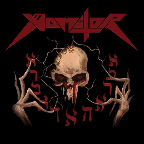 "Album cover featuring a skull with red eyes, emerging from cracked earth, on black background."