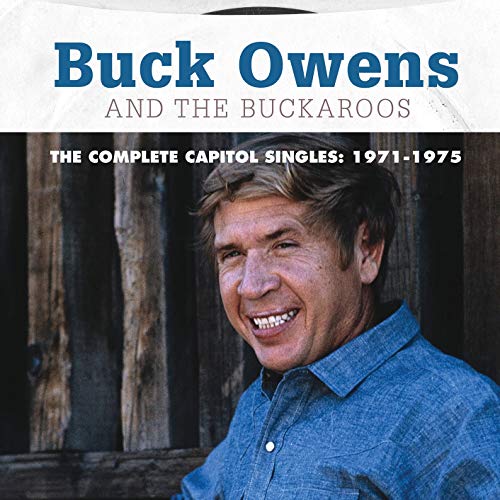 Buck Owens smiling in a blue shirt, on a music CD cover.