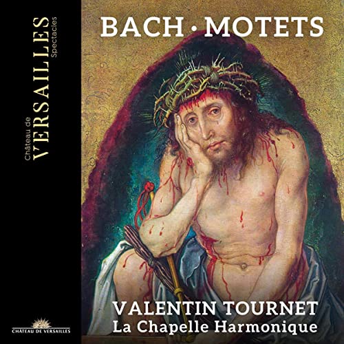 CD cover: painting of a crowned, bleeding Christ with text “Bach Motets”.