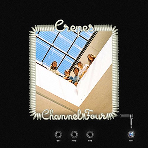 "CD cover with a photo of people at a window, surrounded by a white spiral border."