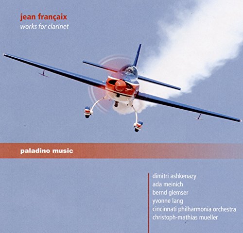 CD cover featuring a blue airplane flying, with white smoke and red accents.
