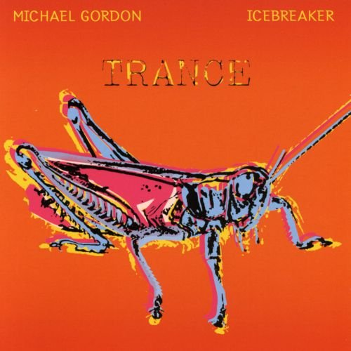 "Album cover with grasshopper illustration on orange background, 'Trance' title and artist names."