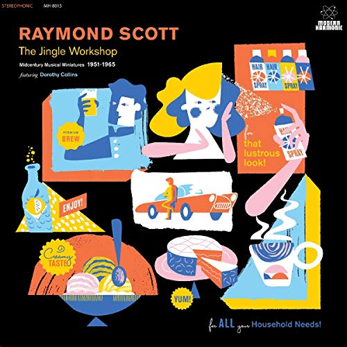 Album cover for "The Jingle Workshop" with colorful midcentury illustrations.