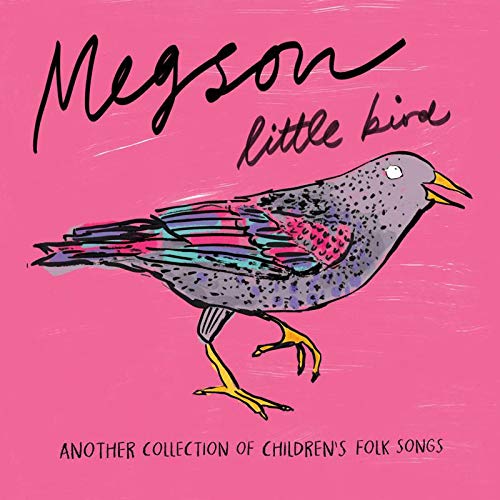 "Album cover with a pink background, a grey bird, and black text."