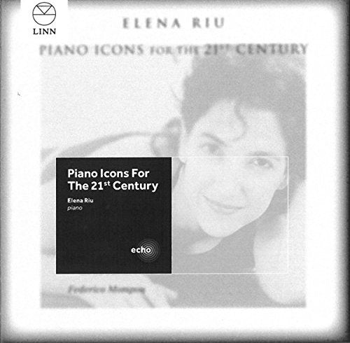CD cover with a faded image of a woman and text "Elena Riu, Piano Icons".